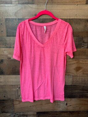 NWT Bright Pink V Neck Burnout Tee